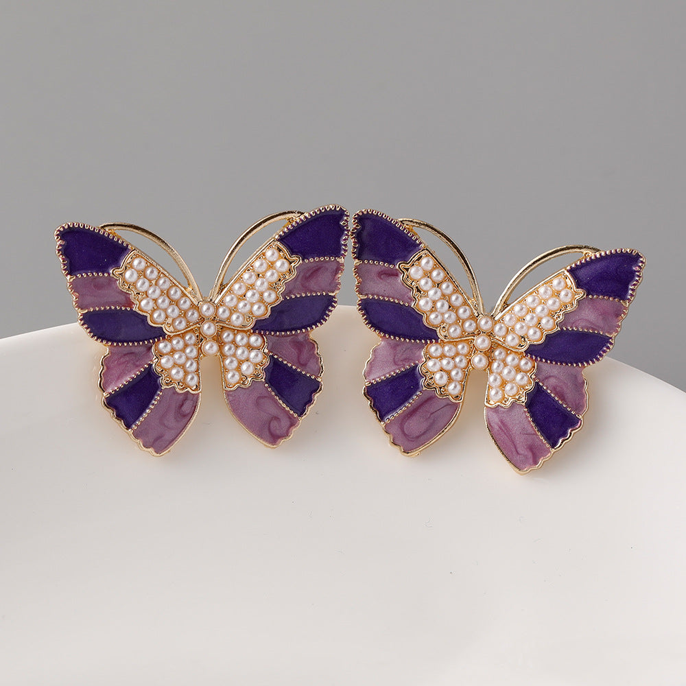 Pendientes de aleación de zinc de mariposa de mariposa al por mayor